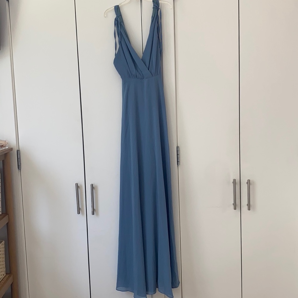 Slate Blue Backless Maxi Dress